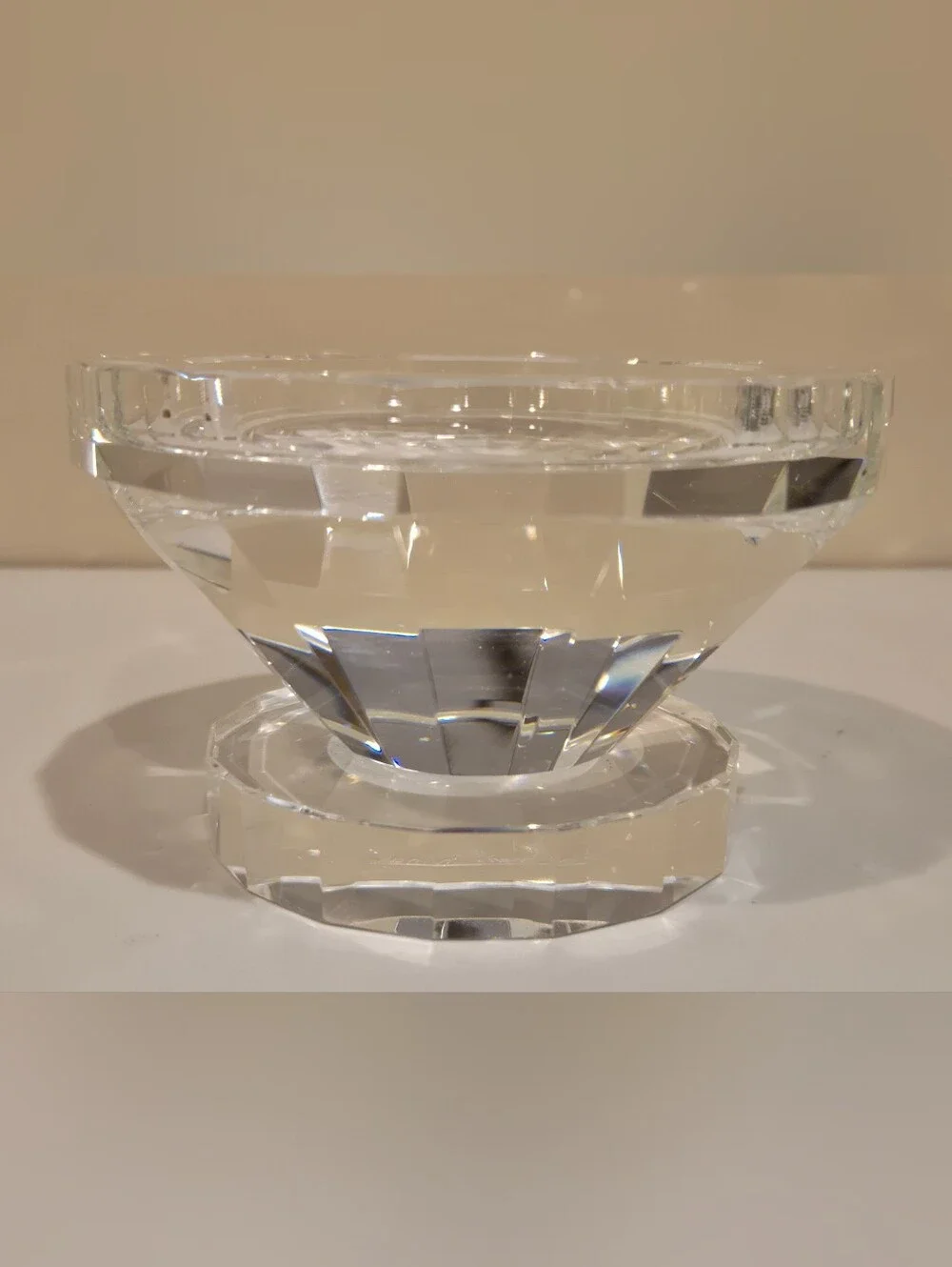 Rosenthal Faceted Clear Crystal Glass Candle Holder - Home Dining Accent